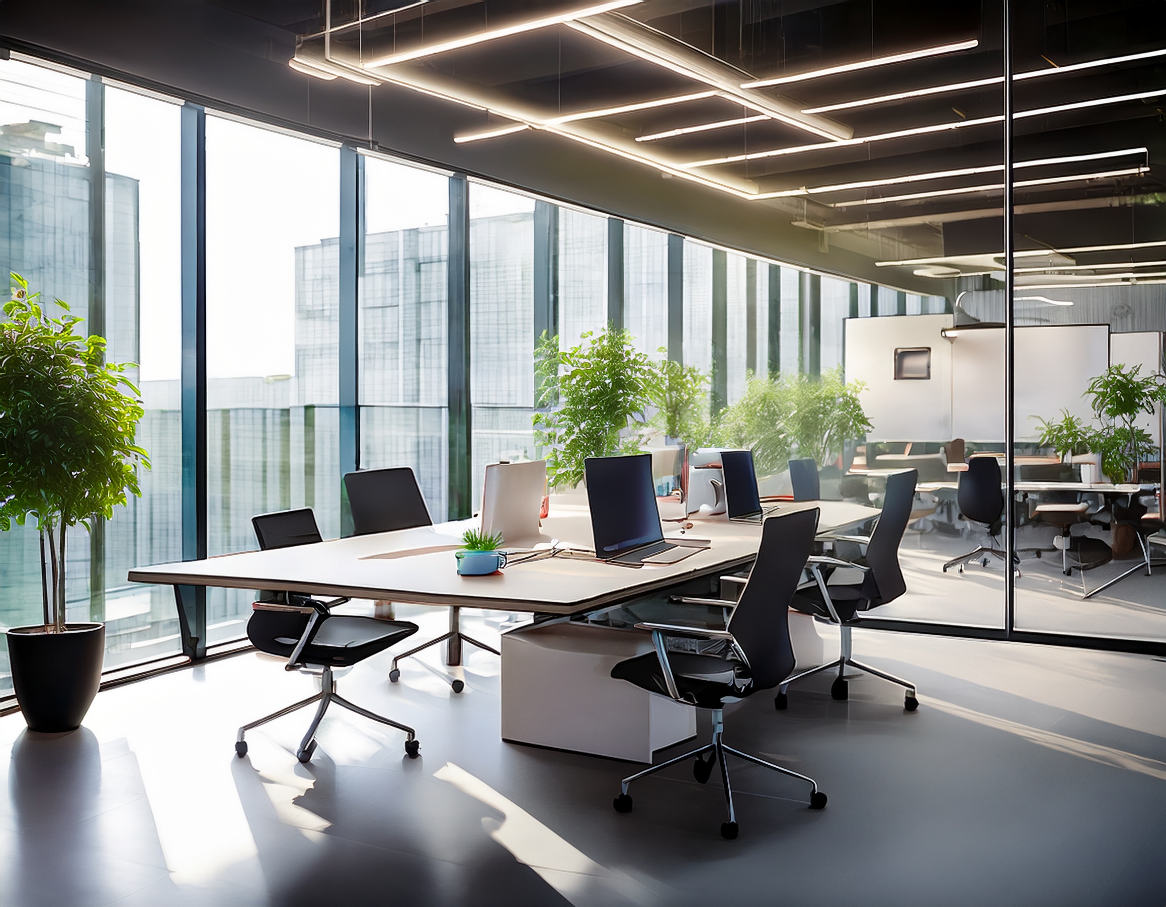 Steuerberatungsszene in modernem Büro mit freundlichem Berater und Klienten